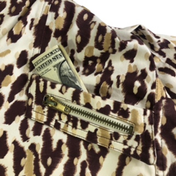 Just B Zip/Snap Drawstring Collar Animal Print Wide Sleeve Jacket Size L - Picture 8 of 12